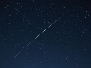 Night Sky Wonder Stunning Meteor Trail Across Starry Expanse