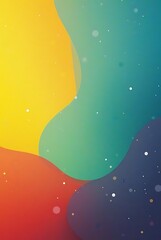 Flowing liquid shapes yellow green red blue with particles abstract background