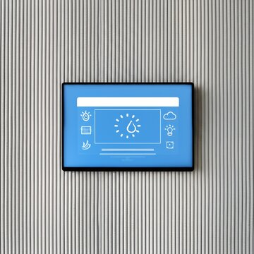 AI system interface managing building climate control, displayed on a screen with a subtle corduroy fabric texture background.