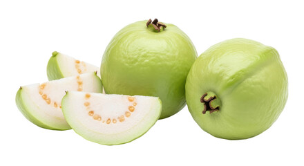 Isolated Green Guava With Slices