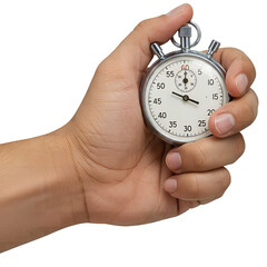 Hand Holding a Stopwatch, Ready to Time an Event