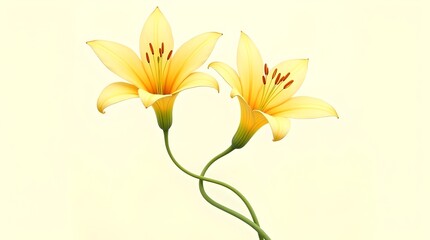Obraz premium Elegant Yellow Lilies: Floral Beauty, Gentle Light, Nature's Grace, Botanical Art, Serene Backdrop, Delicate Petals, Artistic Presentation