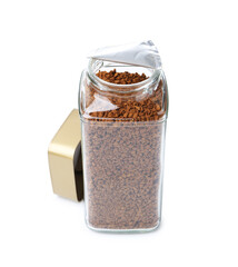 Instant coffee in glass jar isolated on white