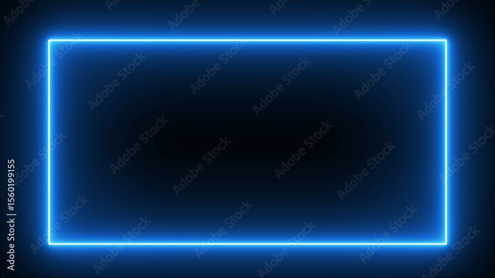Canvas Prints neon rectangle frame icon illustration on black background. rectangular frame with moving line. neon