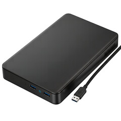 Modern Black External Hard Drive with USB Connection
