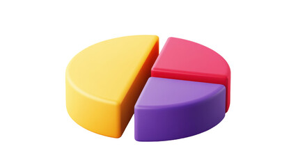 Yellow red and purple chart 3d render icon on white background