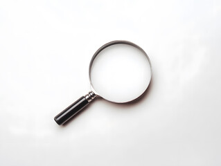 Magnifying glass isolated on white, symbol of search, focus, or research.