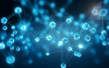 Abstract rendering of interconnected blue spheres on a dark background