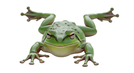 Isolated Green Tree Frog with Spread Limbs