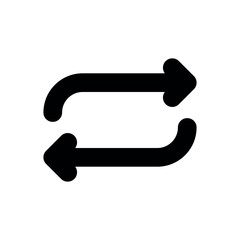 minimalist black arrows icon indicating refresh or rotation on white