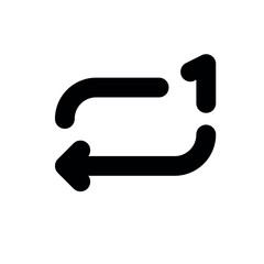 minimalist black arrows with number one icon for single refresh on white
