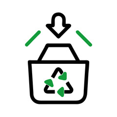 Modern recycling bin icon with a recycling symbol, representing waste management and sustainability