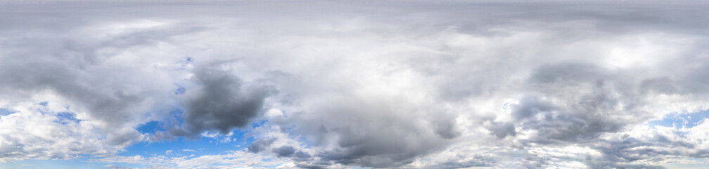Overcast sky panorama on rainy day with Nimbostratus clouds in seamless spherical equirectangular...