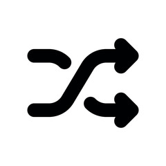 minimalist black crossed arrows icon for exchange or swap on white