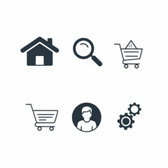 icon sheet, cart shopping, home button and search button