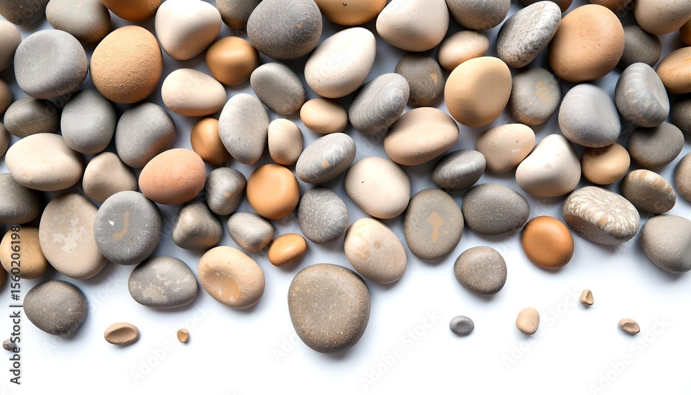 Aufkleber smooth stones of varied sizes and colors. a close-up shot highlighting the textures and natural beau