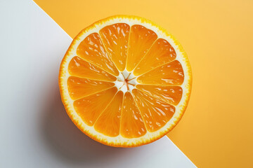 Vibrant Orange Slice on Contrasting Background Showcasing Citrus Fruit's Juicy Texture and Color