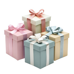 Obraz premium Four Pastel Gift Boxes with Ribbons Ready for Gifting
