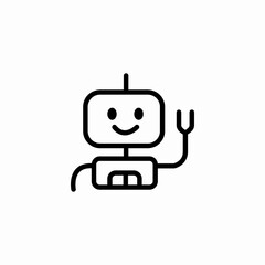 friendly robot waving icon sign vector