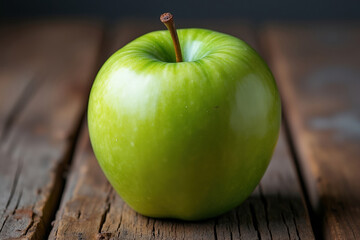 Crisp Green Apple on Rustic Wood Surface Fresh and Healthy Fruit for Snacking and Culinary Use