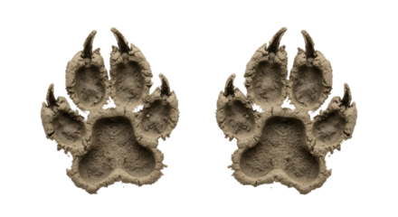 Isolated Two Muddy Paw Prints