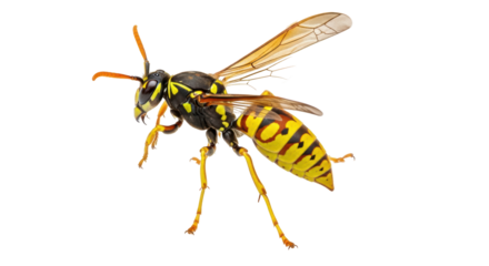 Isolated Wasp with Yellow Stripes