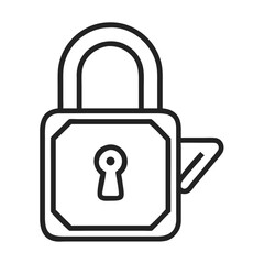 Illustration of a simple lock in a minimalistic style, featuring a keyhole and a geometric design.