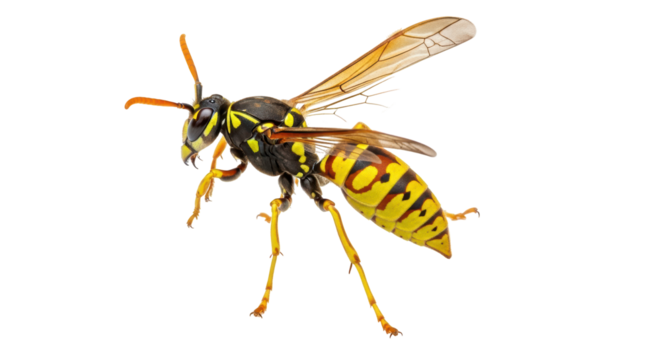 Isolated Wasp with Yellow Stripes