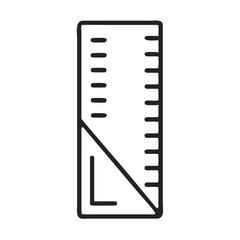 An illustration of a geometric ruler, showcasing clear measurement markings and a right angle.