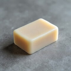 Rectangular Bar of Natural Soap on Gray Background for Hygiene and Personal Care Products Display