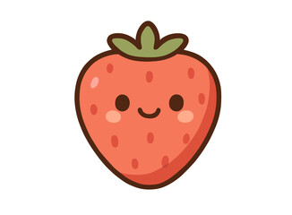 Cute Kawaii Strawberry Character with Smiling Face –  Illustration