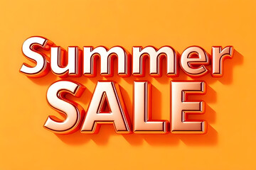 3D Render of Elegant "Summer Sale" Text in Cursive Script, Summer Background