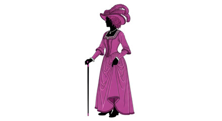 Isolated Woman in Historical Dress