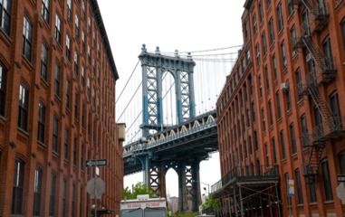Brooklyn bridge and manhattan skyline view from Dumbo PNg 