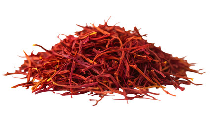 Saffron Threads - A delicate arrangement of saffron threads on transparent background

