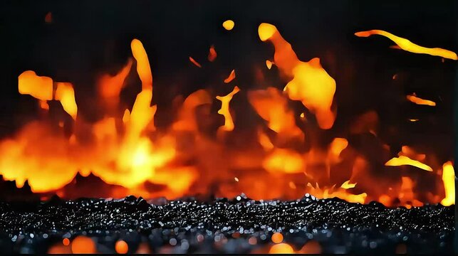 Exploding sparks and glowing bokeh in dark background