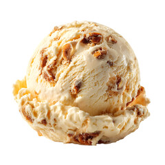 Delicious Caramel Swirl Ice Cream Scoop on White Background