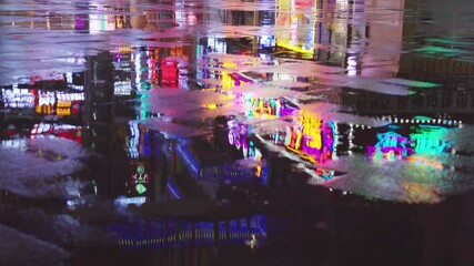 Chongqing cyberpunk city neon street scene in the rain at night - Powered by Adobe
