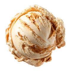 Single Scoop Salted Caramel Ice Cream on White Background