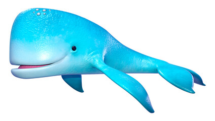 3D Rendering Toon Whale on White