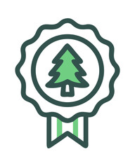 Green certification badge featuring a tree icon, symbolizing environmental sustainability and eco-friendliness
