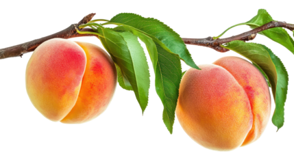  Peach - Ripe juicy peaches with subtle blush coloring on transparent background