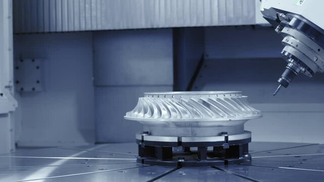Advanced cnc milling machine operating in industrial manufacturing setting.