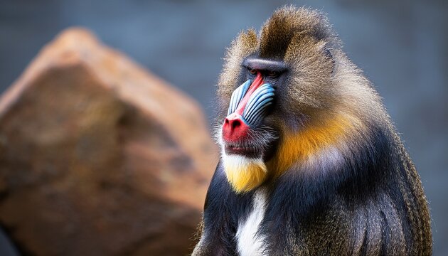 mandrill baboon sitting