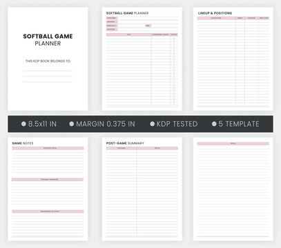 Softball Game Planner Printable Template, Softball Game Plan