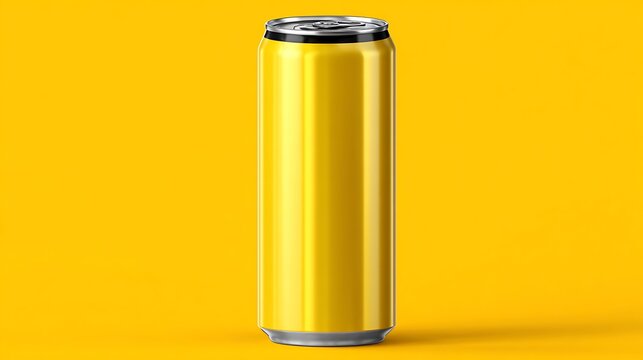 yellow large tall beer or soda aluminum can mockup. .