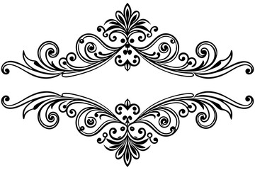 Vintage Decorative Divider with Ornate Swirls and Elegant Line Art for Classic Graphic Design Projects