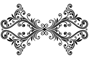 Vintage Decorative Divider with Ornate Swirls and Elegant Line Art for Classic Graphic Design Projects