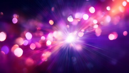 glow beam defocused light abstraction multicolor dazzle sparkle purple pink particles lens flare on blurred bokeh background
