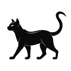 Obraz premium Elegant Black Cat Silhouette Vector Illustration of a Feline